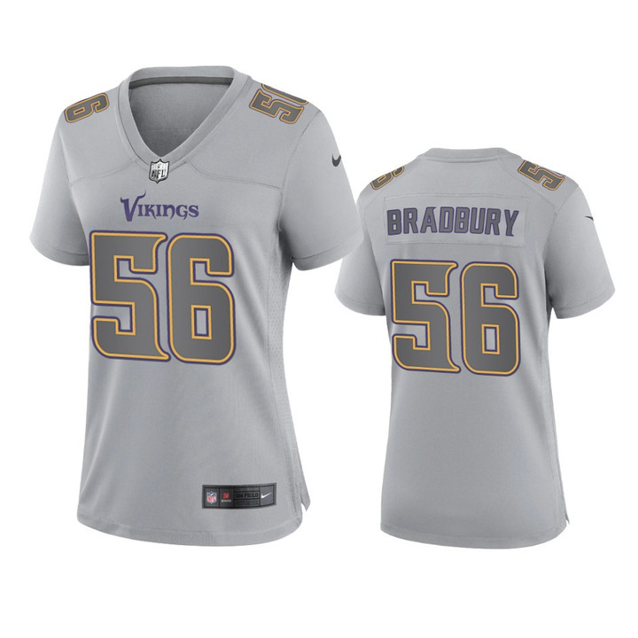 Women's Vikings Garrett Bradbury Atmosphere Fashion Game Gray Jersey