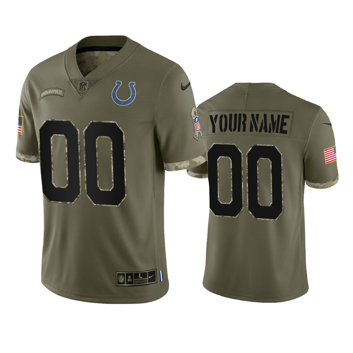 Colts Custom Limited Jersey Olive 2022 Salute To Service