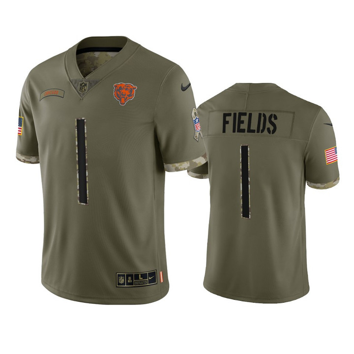 Bears Justin Fields Limited Jersey Olive 2022 Salute To Service