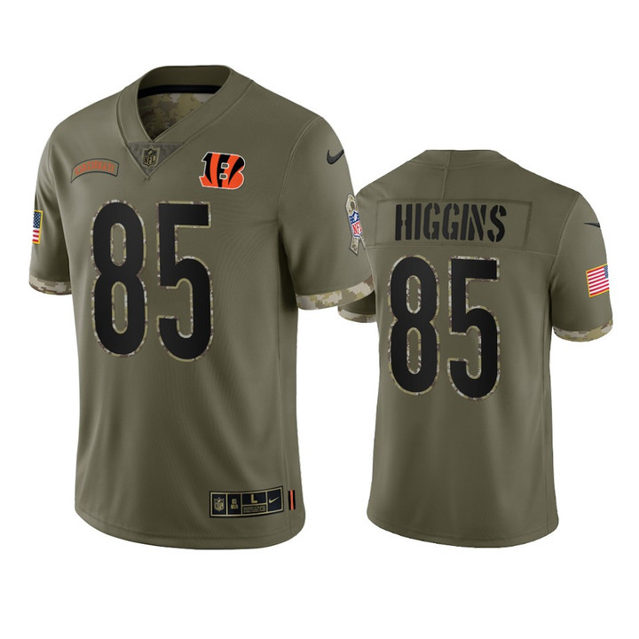 Bengals Tee Higgins Limited Jersey Olive 2022 Salute To Service