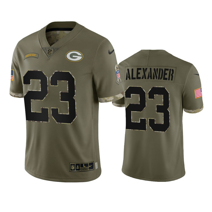 Packers Jaire Alexander Jersey Olive 2022 Salute To Service