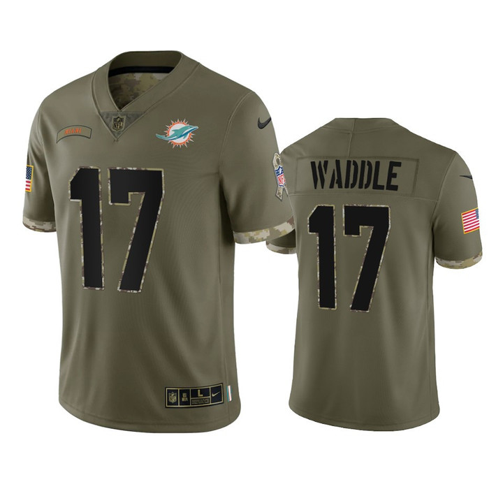 Dolphins Jaylen Waddle Limited Jersey Olive 2022 Salute To Service
