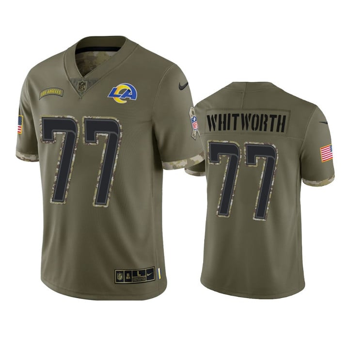 Rams Andrew Whitworth Jersey Olive 2022 Salute To Service