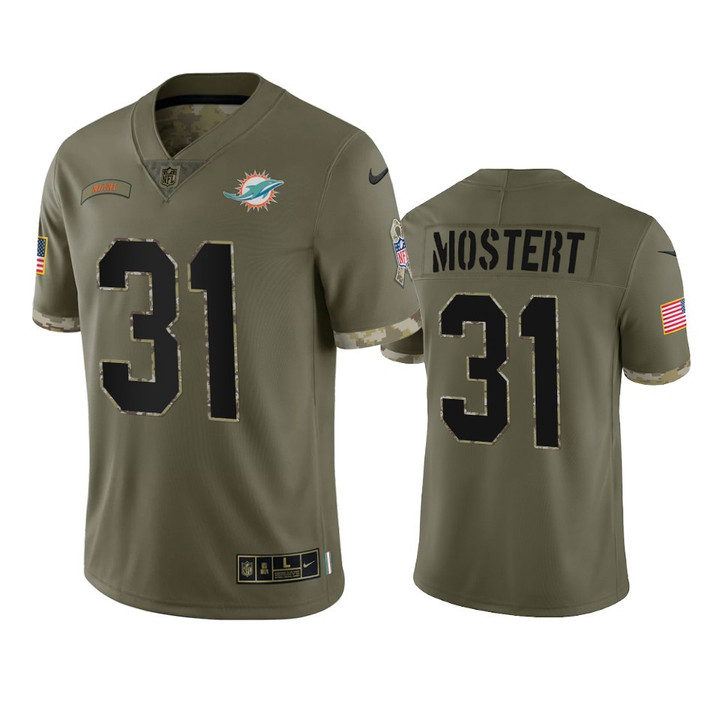 Dolphins Raheem Mostert Limited Jersey Olive 2022 Salute To Service