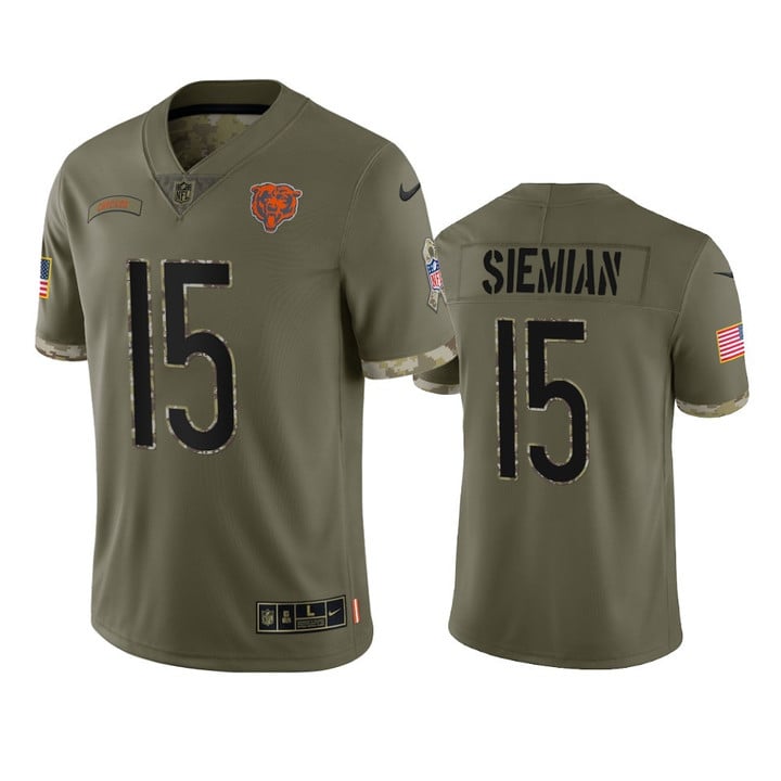 Bears Trevor Siemian Limited Jersey Olive 2022 Salute To Service