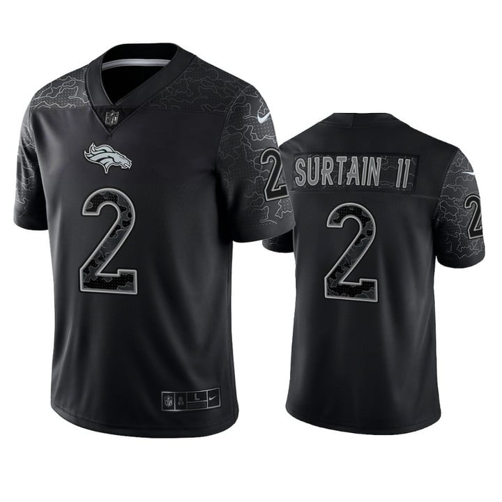Broncos Patrick Surtain II Reflective Limited Black Jersey