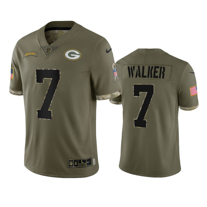 Packers Quay Walker Jersey Olive 2022 Salute To Service