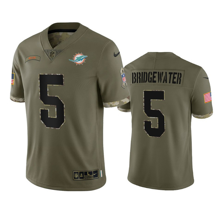 Dolphins Teddy Bridgewater Limited Jersey Olive 2022 Salute To Service