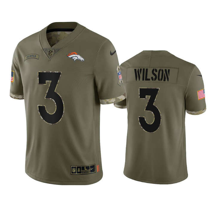 Broncos Russell Wilson Limited Jersey Olive 2022 Salute To Service