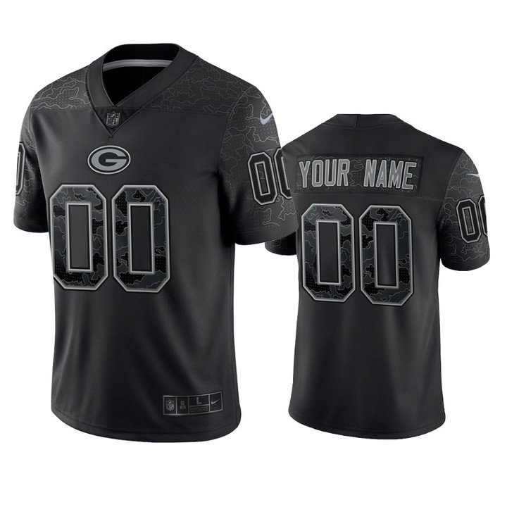 Packers Custom Reflective Limited Black Jersey