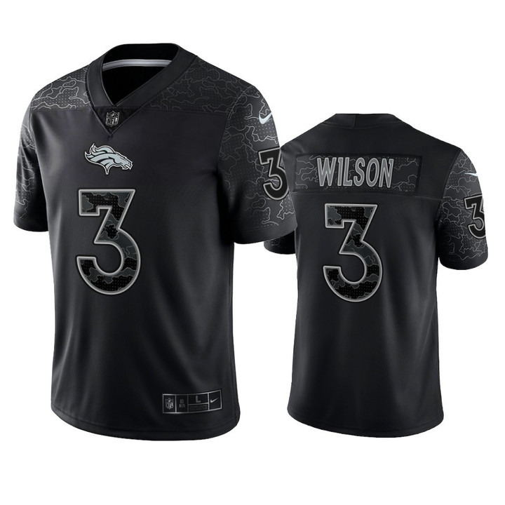 Broncos Russell Wilson Reflective Limited Black Jersey