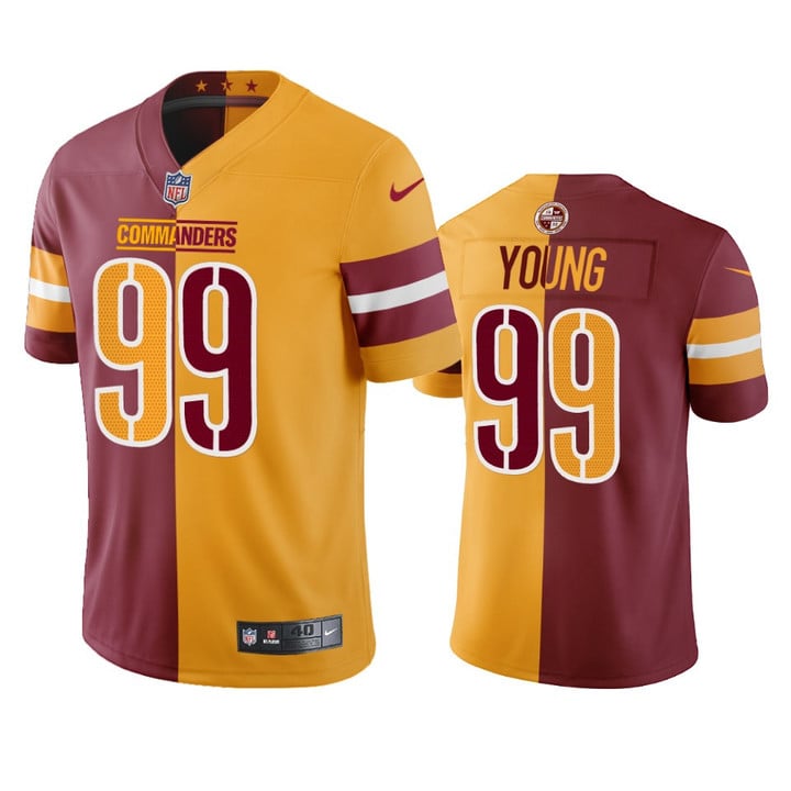 Commanders Chase Young Split Burgundy Gold Jersey