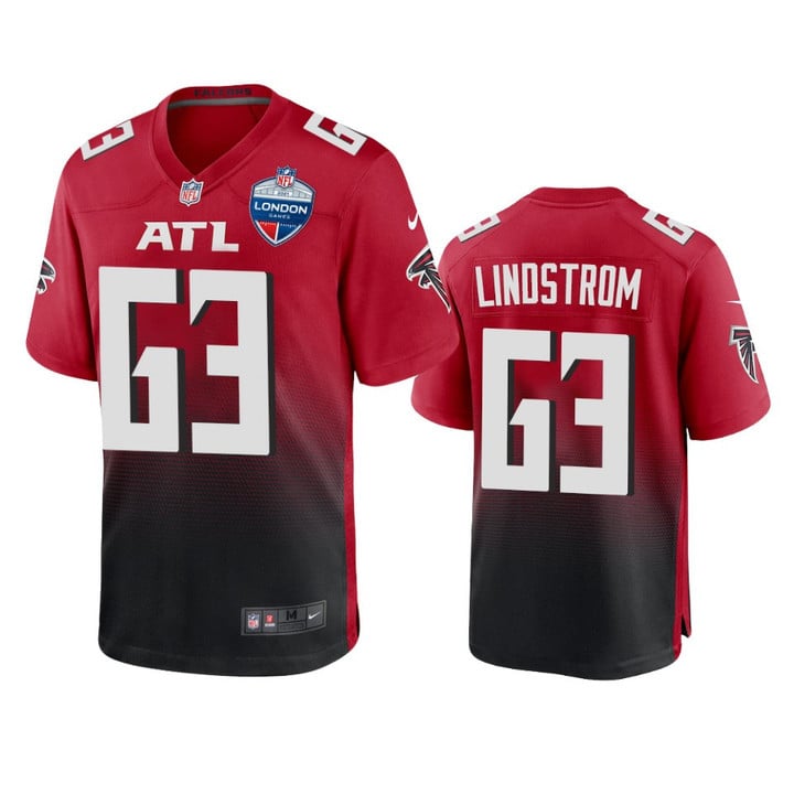 Falcons Chris Lindstrom 2021 NFL London Game Red Jersey