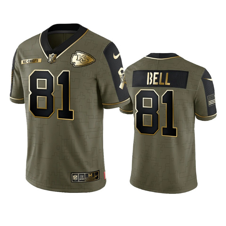 Chiefs Blake Bell Limited Jersey Olive Gold 2021 Salute To Service