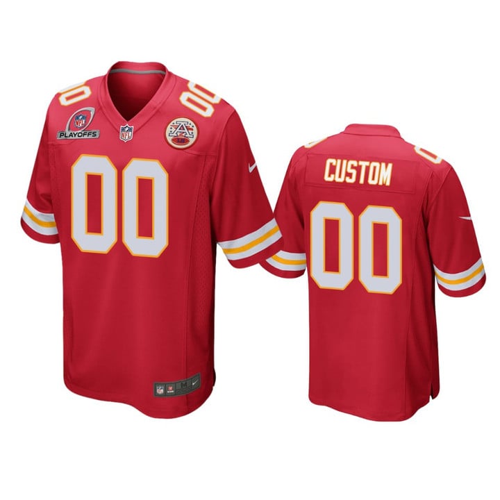 Chiefs Custom 2021 NFL Playoffs Patch Red Jersey