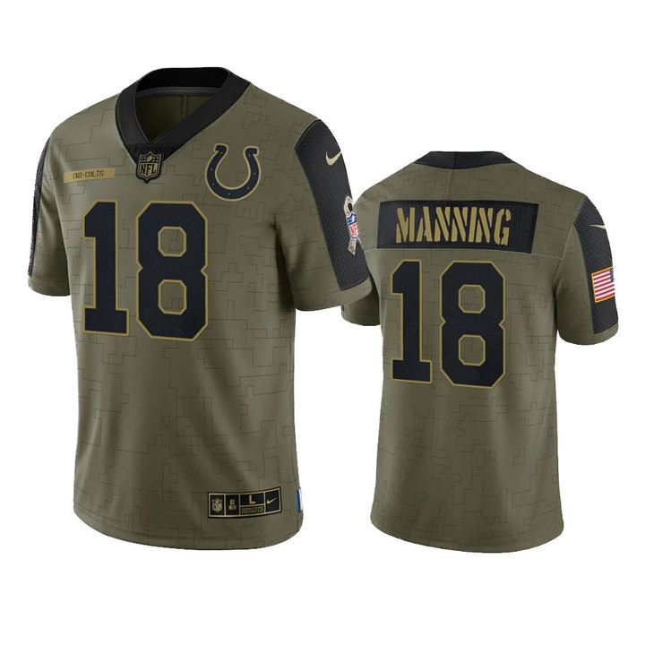 Colts Peyton Manning Limited Jersey Olive 2021 Salute To Service