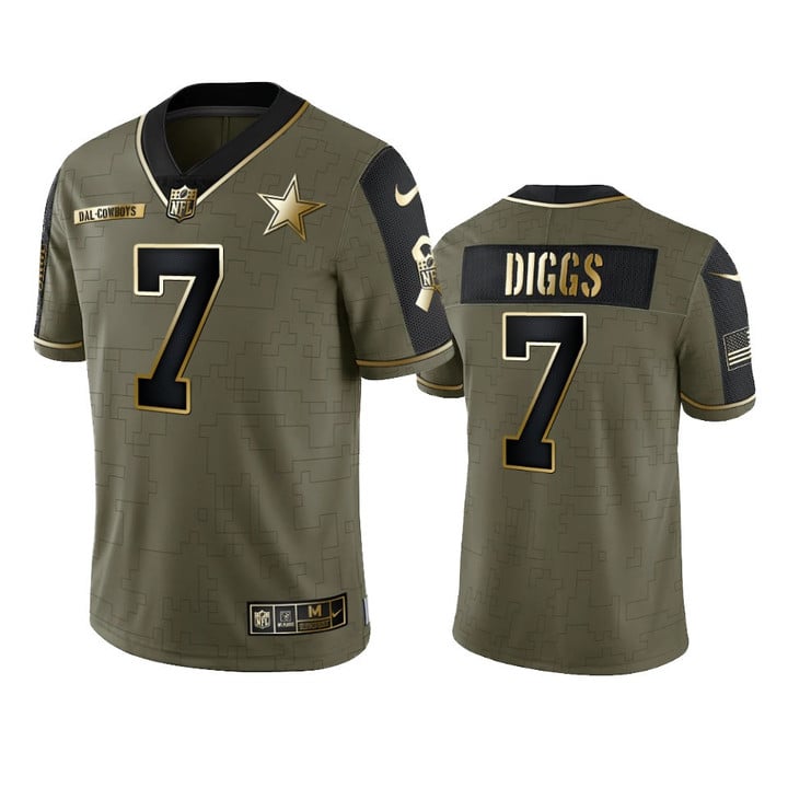 Cowboys Trevon Diggs Limited Jersey Olive Gold 2021 Salute To Service