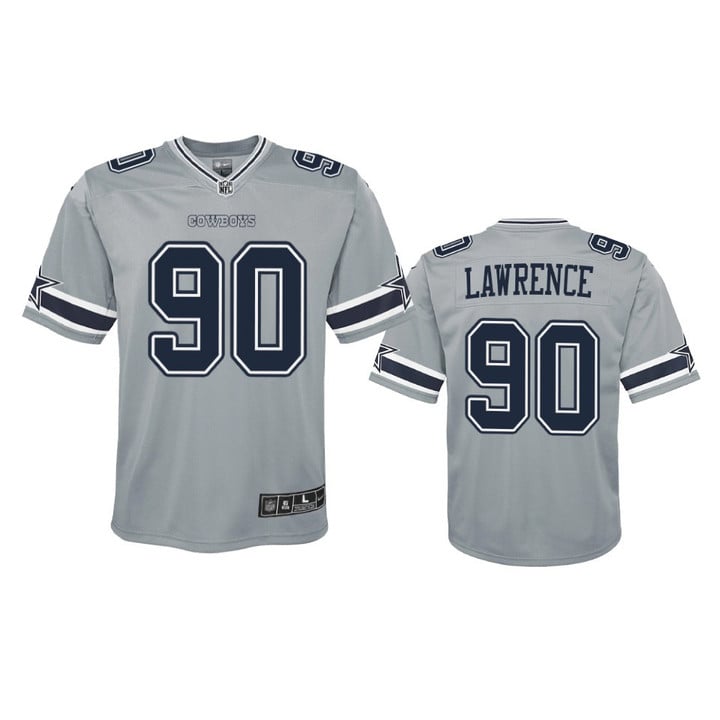 Youth Cowboys DeMarcus Lawrence Silver Jersey Inverted Game