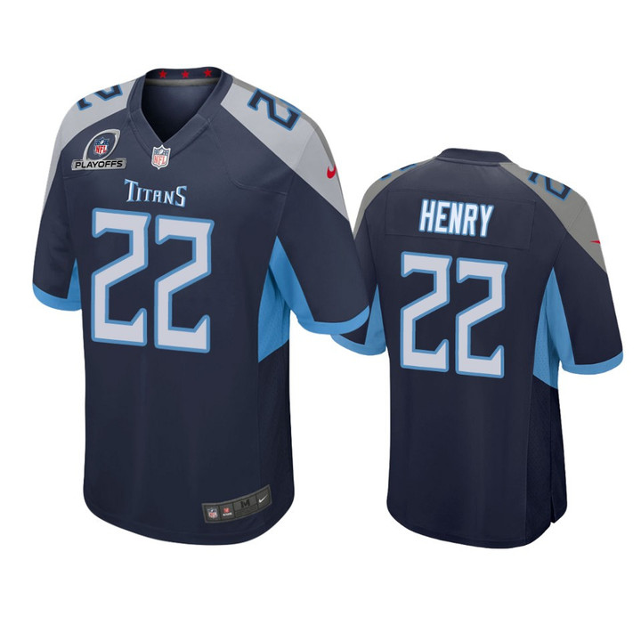 Titans Derrick Henry 2021 NFL Playoffs Patch Navy Jersey