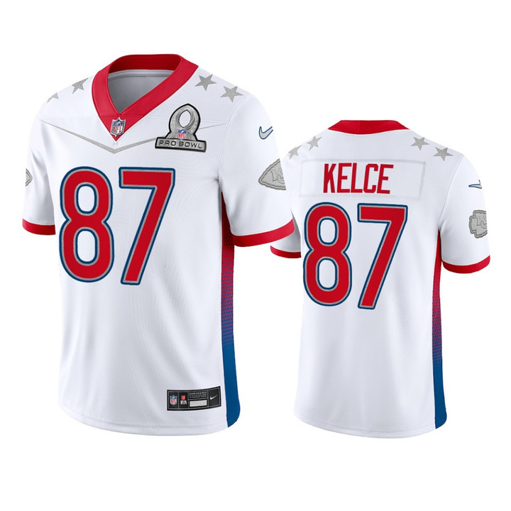 Chiefs Travis Kelce Game 2022 AFC Pro Bowl White Jersey