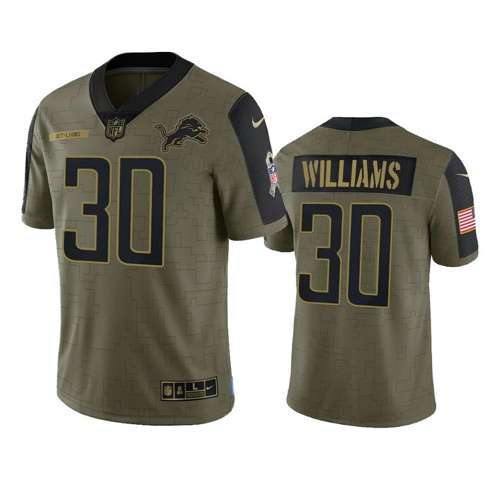 Lions Jamaal Williams Limited Jersey Olive 2021 Salute To Service