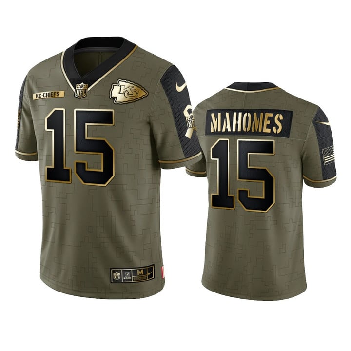 Chiefs Patrick Mahomes Limited Jersey Olive Gold 2021 Salute To Service