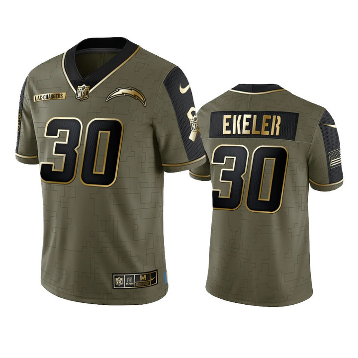 Chargers Austin Ekeler Limited Jersey Olive Gold 2021 Salute To Service