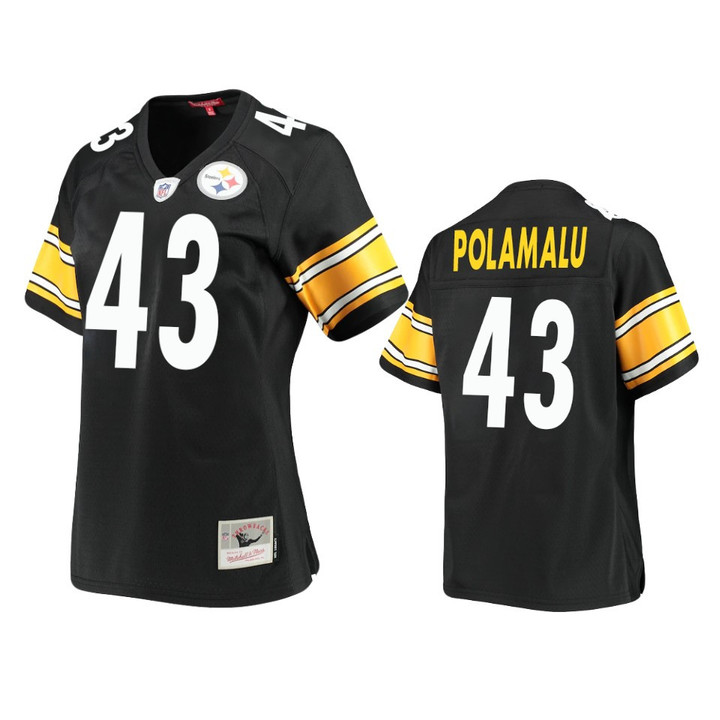 Steelers Troy Polamalu Legacy Replica Black Jersey Women's