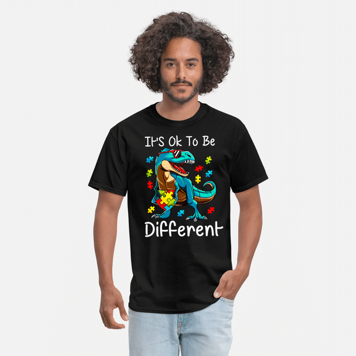 Autism Awareness Its Ok To Be Different Dinosaur  Mens TShirt