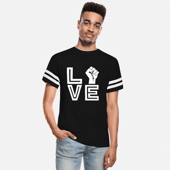 Black Love With Fist  Unisex Vintage Sport TShirt