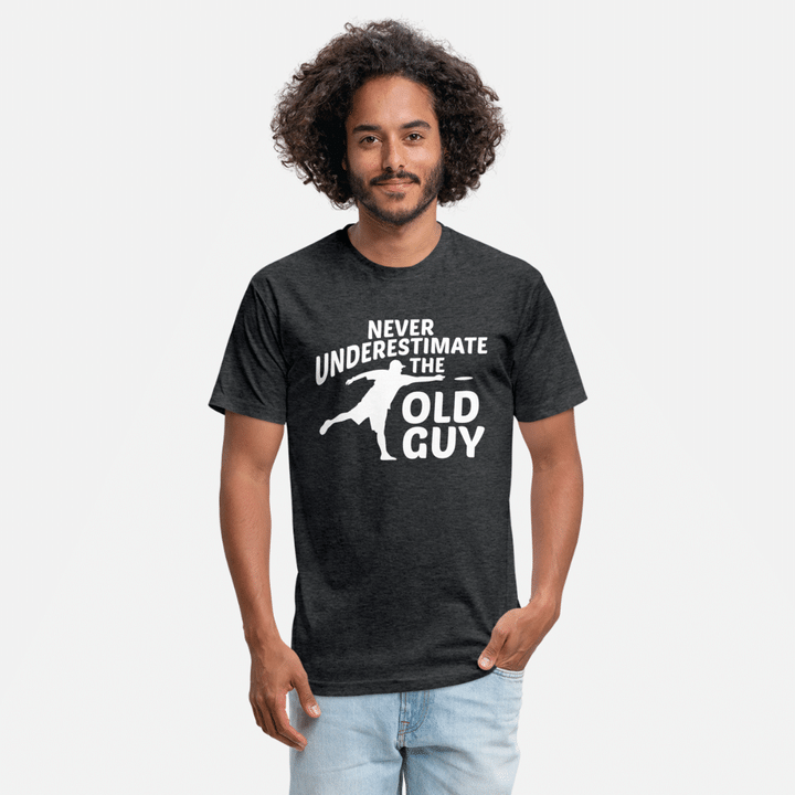 Never Underestimate The Old Guy Funny Disc Golf  Unisex Poly Cotton TShirt