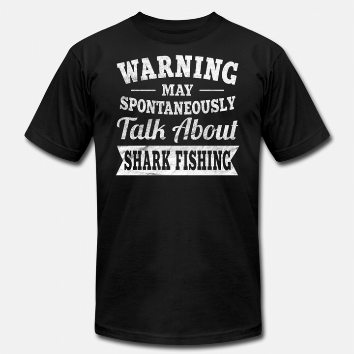 Warning May Spontaneously Talk Shark Fishing  Unisex Jersey TShirt
