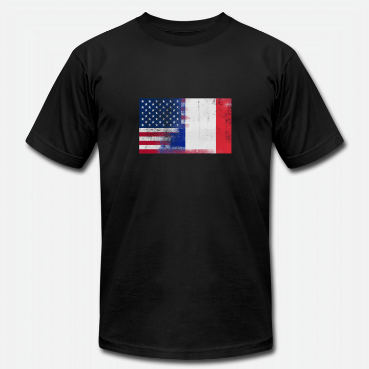 French American Half France Half America Flag  Unisex Jersey TShirt
