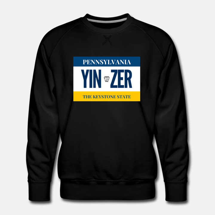 Pittsburgh Yinzer Pennsylvania State Map License  Mens Premium Sweatshirt