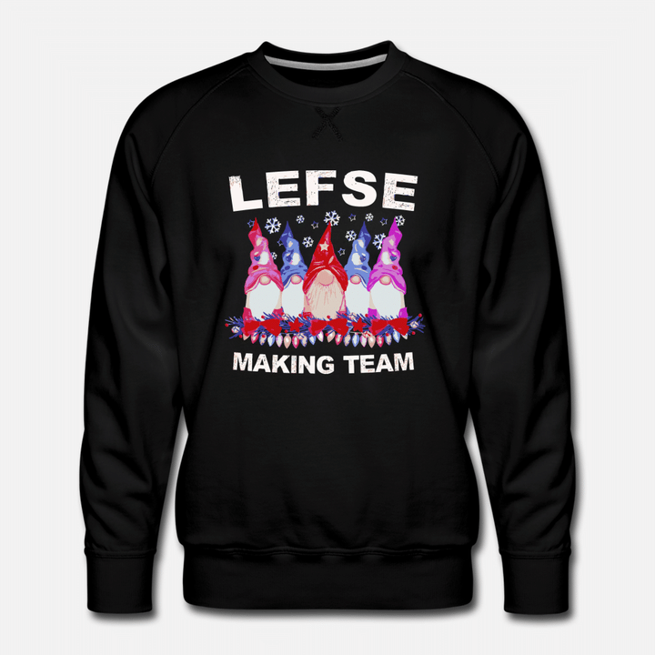 Lefse Making Rolling Team Gnome Nisse Tomte Christ  Mens Premium Sweatshirt
