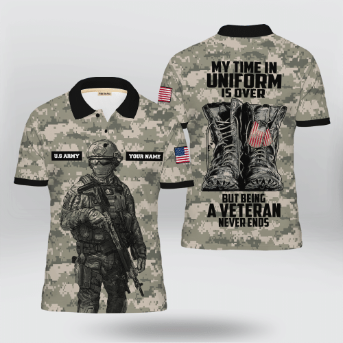 US Veteran 'My Time In Uniform Is Over But Being A Veteran Never Ends' Polo Shirt | 0104157