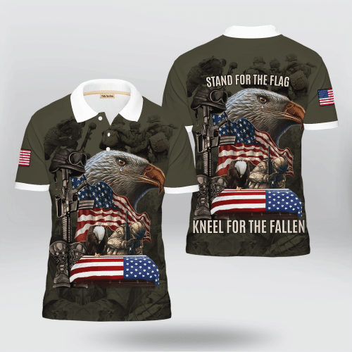 US Veteran 'Stand For The Flag Kneel For The Fallen' Polo Shirt | 0104158