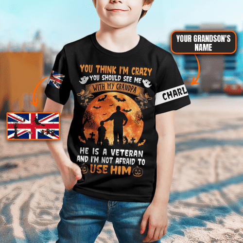 UK Halloween 'My Granpa Is a Veteran And I'm Not Afraid To Use Him' Kid T-shirt | 040446