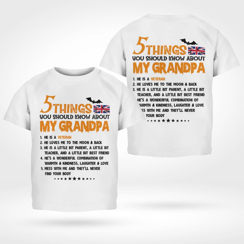UK Halloween '5 Things You Should Know About My Grandpa' Kid T-shirt | 040447