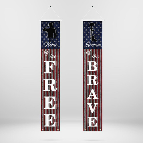 US Veterans Day 'Home of The Free Because of The Brave' Porch Banner | 0104251