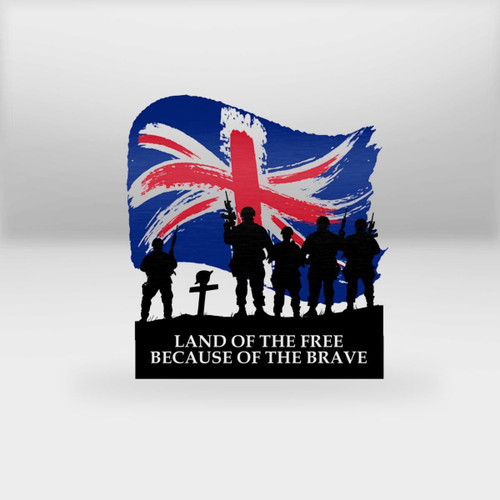 UK Veteran 'Land of The Free - Because of The Brave' Superior Cut Metal Sign | 0104163