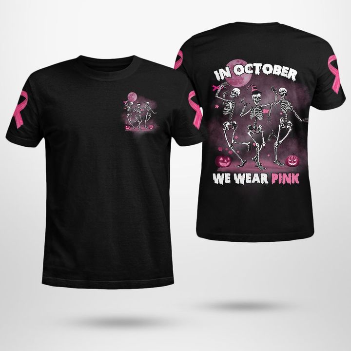 Pink Skull Breast Cancer 'In October, We wear pink' All Over Print Shirt |HD-VT20