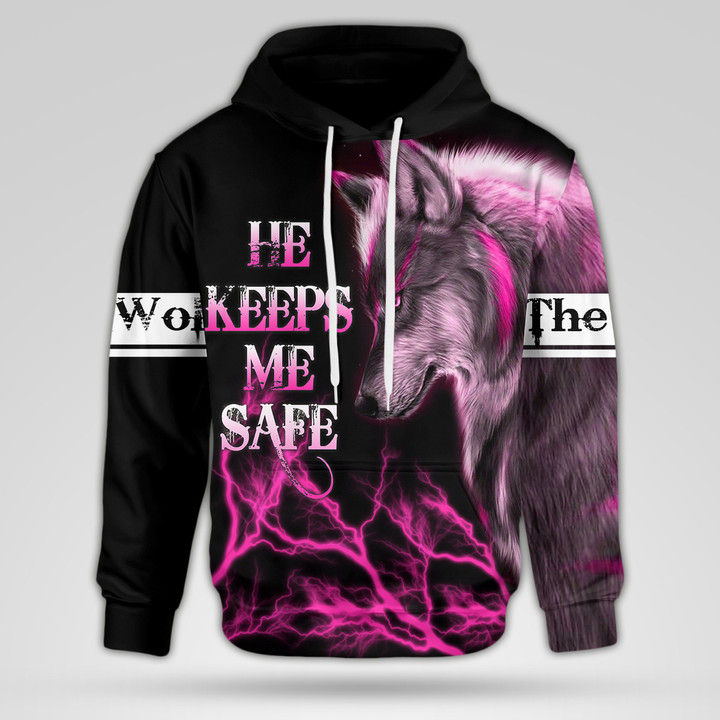 Wolf Couple 'He Keeps Me Safe' Hoodie | 010309