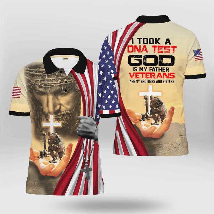 Memorial Day God 'I Took a DNA Test God Is My Father Veterans Are My Brothers And Sister' Polo Shirt | 0104137