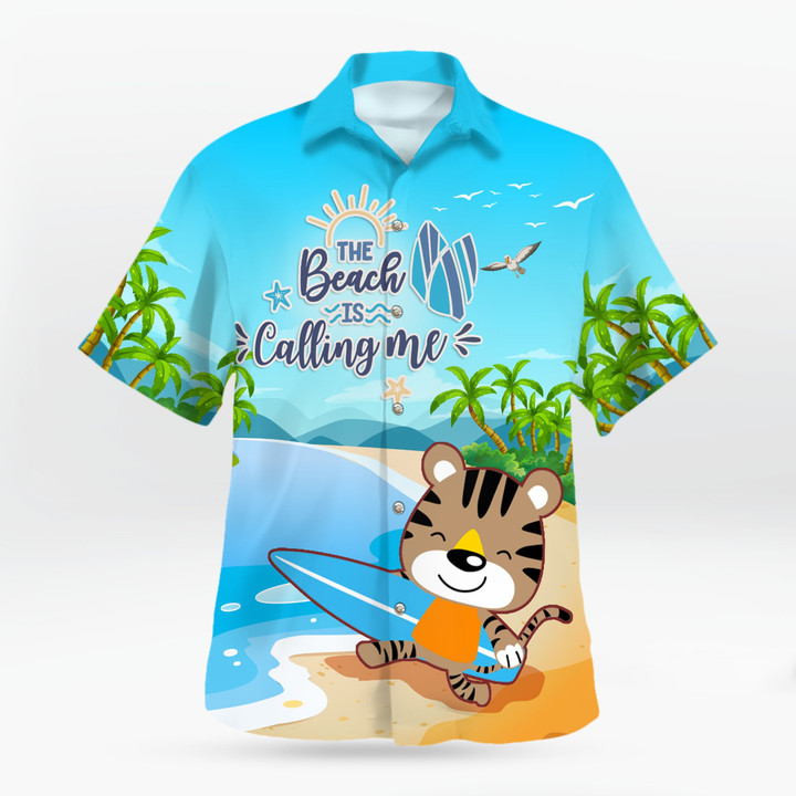 Cat 'The Beach Is Calling Me' Hawaiian Shirt | 010496