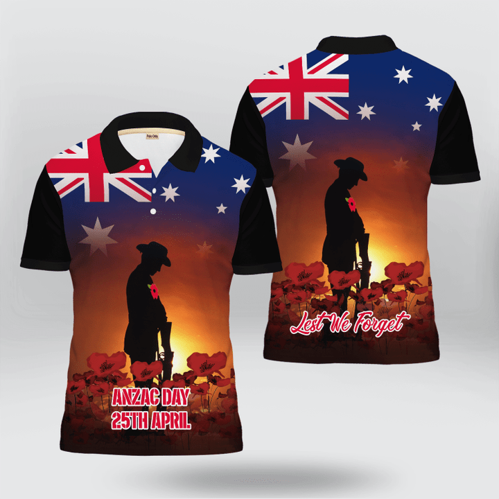 'Anzac Day 25th April - Lest We Forget' Polo Shirt | 040408