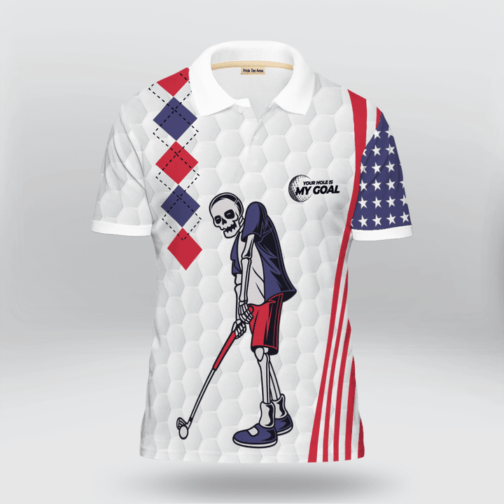 American Flag Golf Skull Polo Shirt For Men And Women HD-LC01