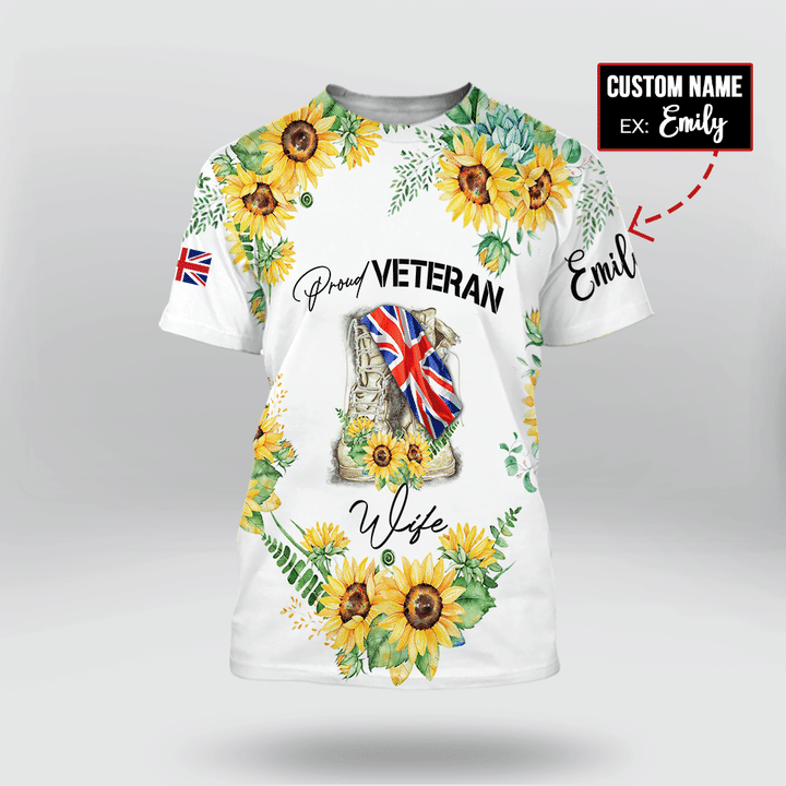 UK Veteran 'Proud Veteran Wife' Personalized T-Shirt | 040415
