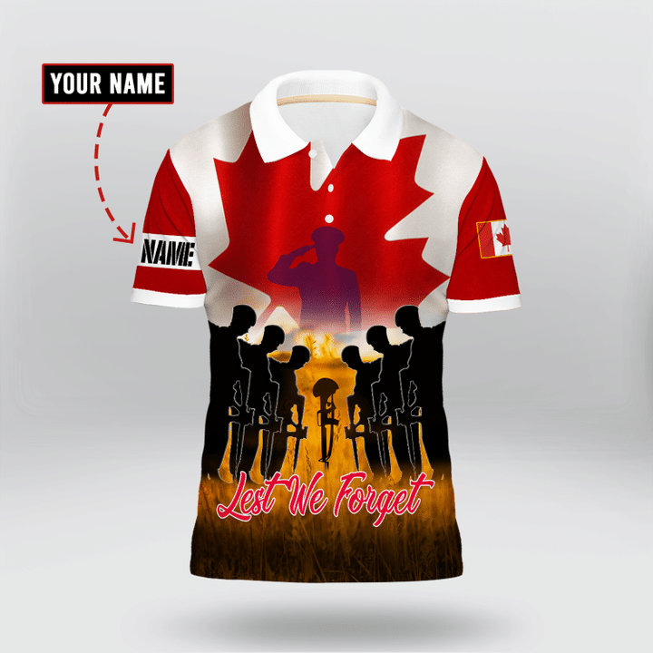 Canadian Veteran 'Lest We Forget' Personalized Polo Shirt | 0104148