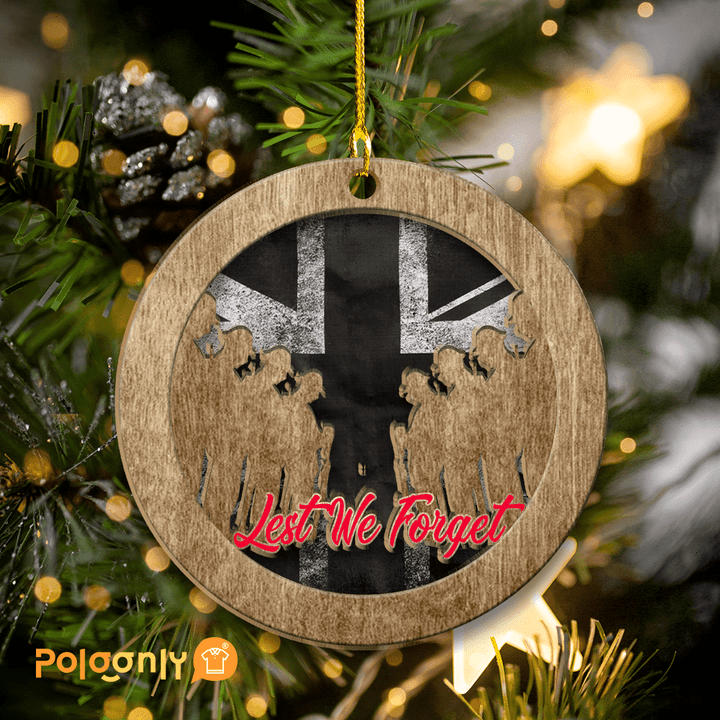 UK Veteran 'Lest We Forget' 2-Layer Wood Personalized Ornament | 0104297